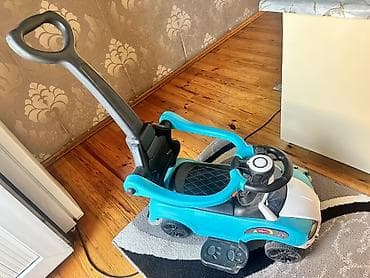 uşaq oyuncaqları robocar: Uşaq üçün itələmə saplı minik maşını - Rəng: mavi/ağ - Növ: ayaqla — 8