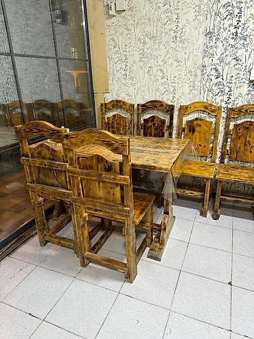 Mətbəx üçün, Açılmayan, Dördbucaq masa, 6 stul