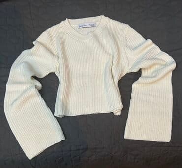 Çimərlik geyimləri: Sviter, Bershka, S, rəng - Ağ — 1