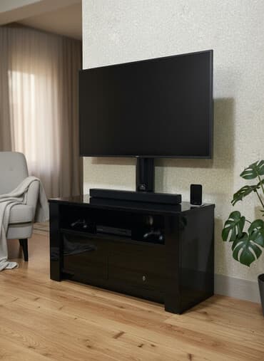 подставка под телевизор: Б/у, Прямой ТВ стенд, С полками, Стеклянный — 1