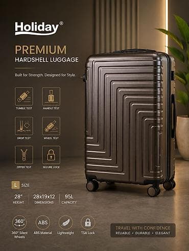 n12 pro: 🔥 ПРЕМИАЛЬНЫЙ ЧЕМОДАН HOLIDAY 🔥 ✔️ Размер: L (28")✔️ Прочный ABS — 1