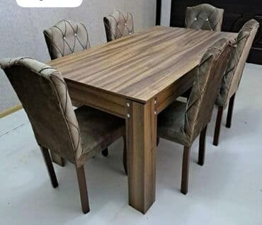 stolla: Qonaq otağı üçün, Yeni, Açılmayan, Dördbucaq masa, 6 stul — 2