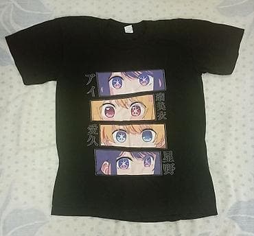 Kişi geyimləri: Anime temalı qara T‑shirt - Material: 100% pambıq (etiketdə — 1
