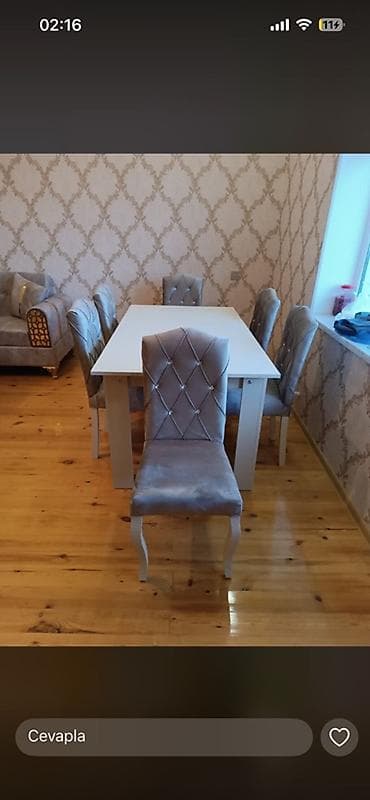 antik mebel: Dördbucaq masa, 6 stul — 4