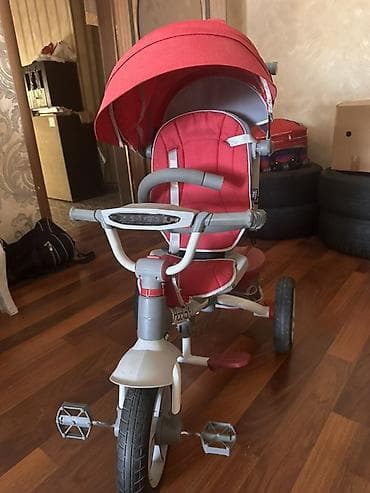 velosiped satislari: Uşaq üçtəkərli velosiped-araba (tricycle) – qırmızı rəng — 1