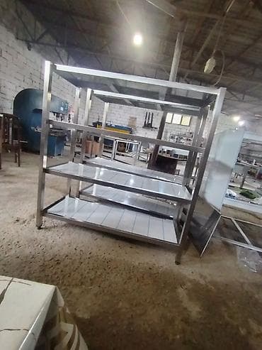 Restoran, kafe avadanlığı: Paslanmayan poladdan istehsal olunan peşəkar rəflər və iş masaları - — 1