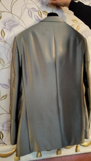 dest geyim: Gümüş-boz rəngli kişilər üçün klassik kostyum dəsti (jilet yoxdur): - — 3