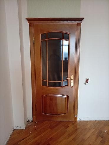 paneli: Taxta otaq qapıları dəsti - Material: təbii ağac (klassik ağ rəngli — 2