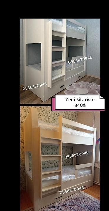 carpayı taxt: Oğlan və qız üçün, Yeni, Çarpayı, Matras ilə, Siyirməli, Laminat — 4