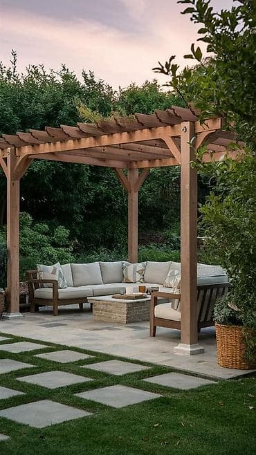 ofis divan: Taxta Pergola – bağ və həyət üçün dekorativ kölgəlik konstruksiyası — 4