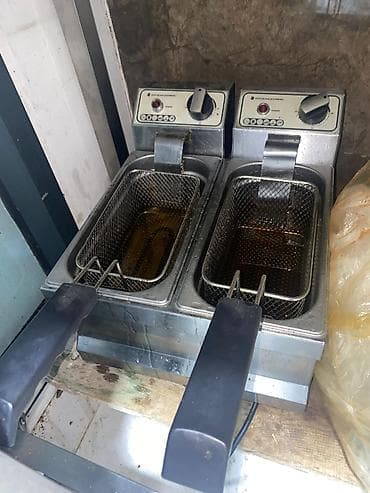 İkiqablı elektrik fritöz - İkili bölmə: Hər biri ayrı yağ qabı və