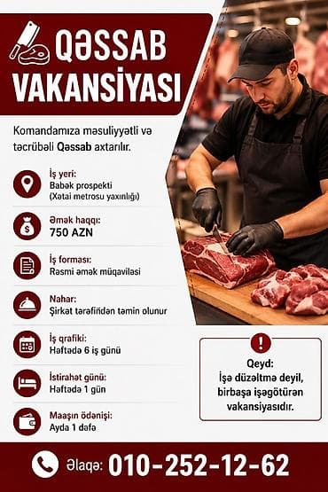 ashbaz: Qəssab vakansiyası Komandamıza məsuliyyətli və təcrübəli Qəssab — 1