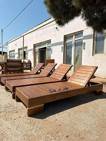 мох: Taxta şezlonqlar – hovuz, bağ və teras üçün - Material: tam ağac — 1