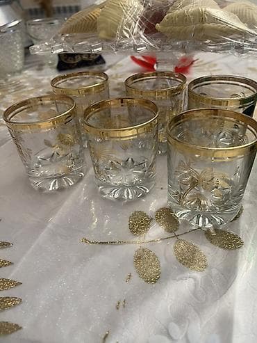 yuxuda saat gormek: Stəkanlar, rəng - Qızılı, Şüşə, 6 ədədli dəst — 1