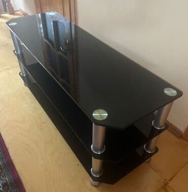 Pulsuz: Şüşə TV stendi / media konsol - 3 mərtəbəli dizayn: üst platforma və — 2