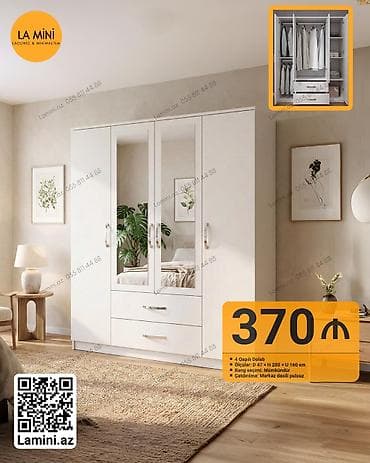 4 qapılı, Ağ, Açılan, Düz dolab