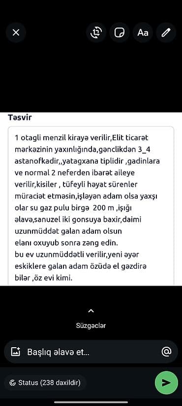 xirdalan ev elanlari: Kirayə ev məlumatları oxuyub zəng edin şekil bölmesinde yazilib — 8