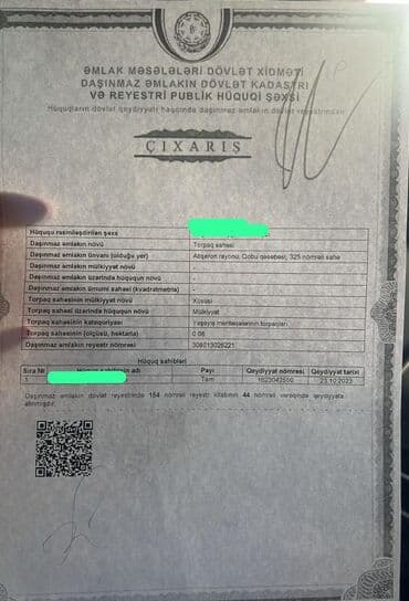 8 sot, Tikinti, Mülkiyyətçi, Kupça (Çıxarış) lalafo.az -da 8 sot, Tikinti, Mülkiyyətçi, Kupça (Çıxarış)