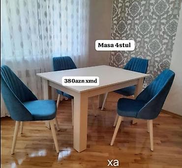 gencede islenmis mebeller: Masa və 4 stul dəsti - Dəst: 1 ədəd yemək masası + 4 ədəd stul - — 1