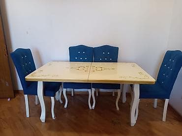 Qonaq otağı üçün, İşlənmiş, Dördbucaq masa, 6 stul