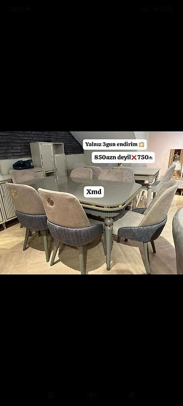 piano stulu: Qonaq otağı üçün, Dördbucaq masa, 6 stul — 1