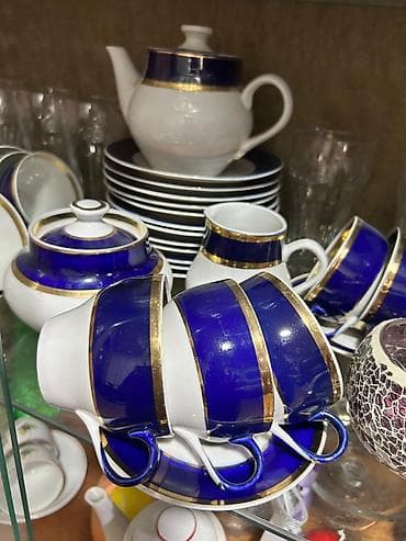 Çay dəsti, rəng - Göy, Farfor — 1