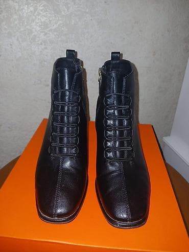 spector bot: Qadın dəridən qısa çəkmə - Rəng: qara - Material: təbii dəri (yuxarı — 1
