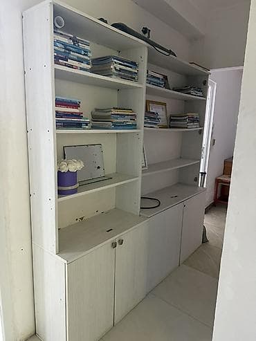 dolab: Ağ rəngli modul kitab şkafı - Material: laminat/MDF üslubunda, açıq — 2