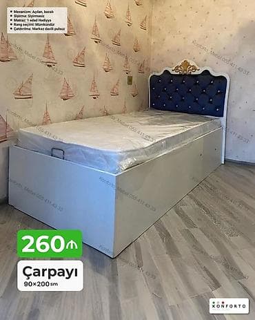 islenmis matras: Çarpayı – 90×200 sm - Mexanizm: açılan, bazalı (geniş alt saxlama — 1