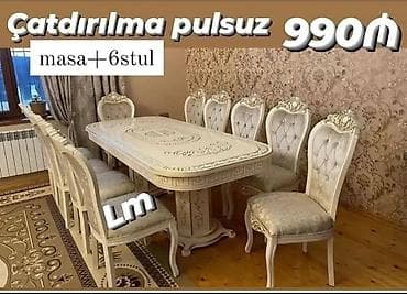 desmal desti: Qonaq otağı üçün, Yeni, Açılmayan, Dördbucaq masa, 6 stul — 1