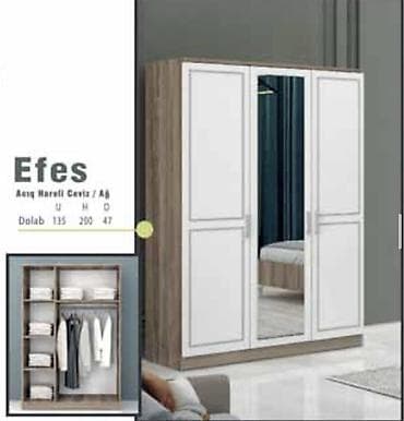 şkaf satışı: Efes dolabı – Açıq Hareli Ceviz / Ağ rəng kombinasyonu Fabrik — 1