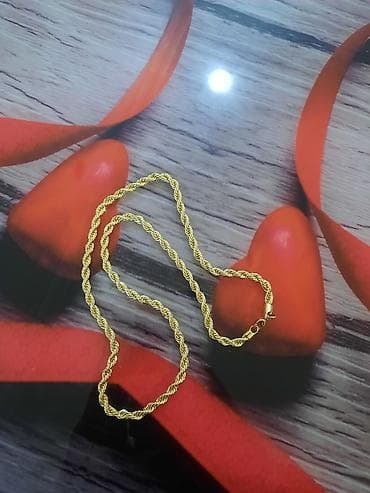 Ювелирные изделия: Qızılı rəngli bükülü zəncir bujiteriya boyunbağı - Klassik “rope” — 1