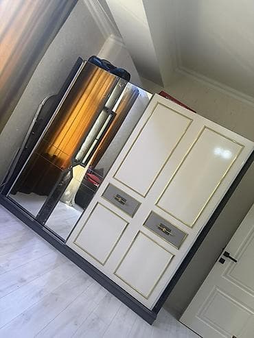 paltar şkaf: 2 qapılı, Güzgülü, Ağ, Kupe, Düz dolab — 2