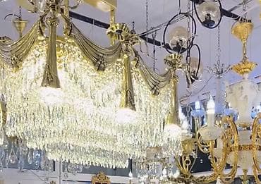 Çılçıraq, 10 və daha çox lampa, Xrustal
