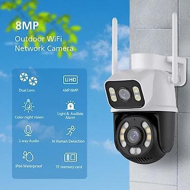 mini ats: 8MP Açıq Hava Wi‑Fi Təhlükəsizlik Kamerası - İkili obyektiv: üst — 2