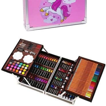 uşaqlar üçün casus dəsti: 🎨Rənkləmə rəsim seti. 🖌145 parcadan ibaretdi. 🧳diplomat rəsim dəsti — 6