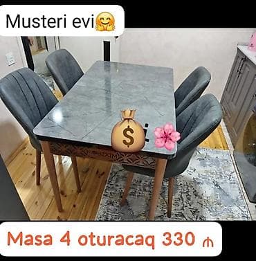 Yeni, Dördbucaq masa, 4 stul