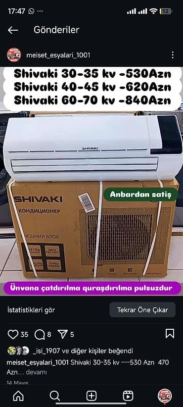 qaqa desti: Kondisaner anbardan satiş.Quraşdirilma pulsuz.30-35kv -490 azn.1-3 ilə — 7