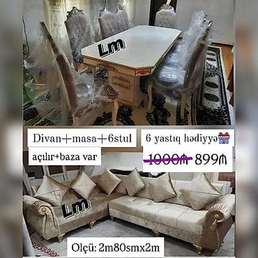 Divan və masa dəstləri: Divan + Masa dəstileri Sifarişlə hazırlanır. Qiymetler üzərində qeyd — 2