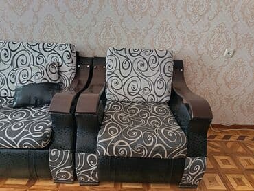 диван и 2 кресла мягкая мебель: Daxili interyerə uyğunlaşdırıla bilən bu yumşaq mebel dəsti, iki tək — 1