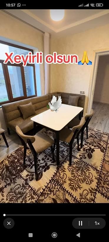 kunc divan yeni: Mətbəx üçün, Yeni, Açılmayan, Dördbucaq masa, 4 stul — 1