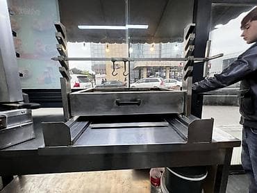 masa kafe: Paslanmayan poladdan hazırlanmış dönər kəsim və toplama stolu - — 7