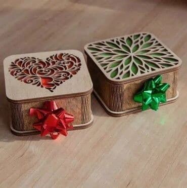 taxta qutular: Hədiyyə qutusu, rəng - Qırmızı — 1