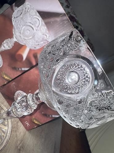 ваза для сладостей: Kristal ayaqlı qend ve ya murebbe qabi (1 ədəd) - Material: şəffaf — 2