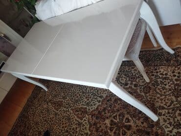 açılan stol: Qonaq otağı üçün, İşlənmiş, Açılan, Dördbucaq masa, 6 stul — 3