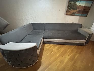 kreditle kunc divanlar: Künc divanı – ikirəngli (tünd boz və açıq boz) - Forma: L-şəkilli — 2