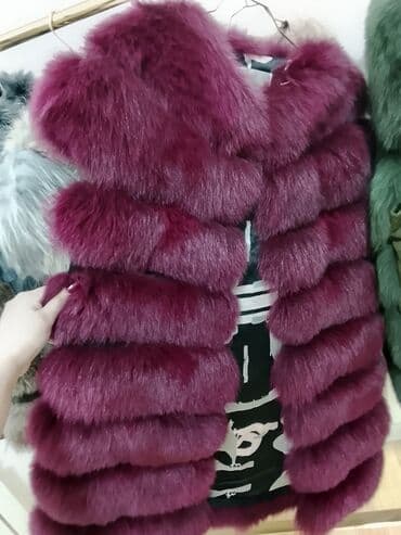 женские меховые жилеты: Bordo rəngli kürk jilet (S-L) e qeder gedir - Rahat, yaxası dairəvi — 3