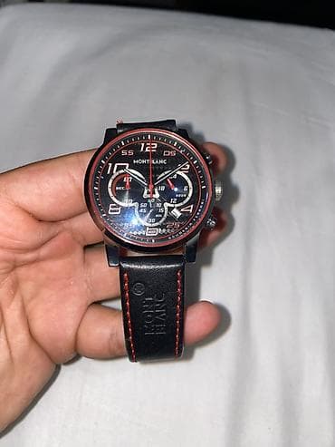 smart vatch: Montblanc kişi qol saatı - Rəng və dizayn: qara siferblat, qırmızı — 1