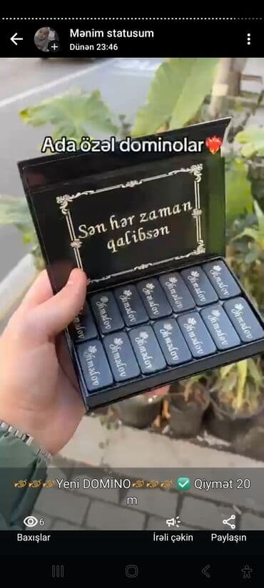 Məhsul təsviri: - Fərdi domino dəsti – qara rəngli qutuda. Qapağın