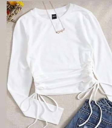 ağ sumka: Qadın üçün uzunqol bluz/krop-top - Rəng: qara,ağ - Model: bel hissəsi — 2